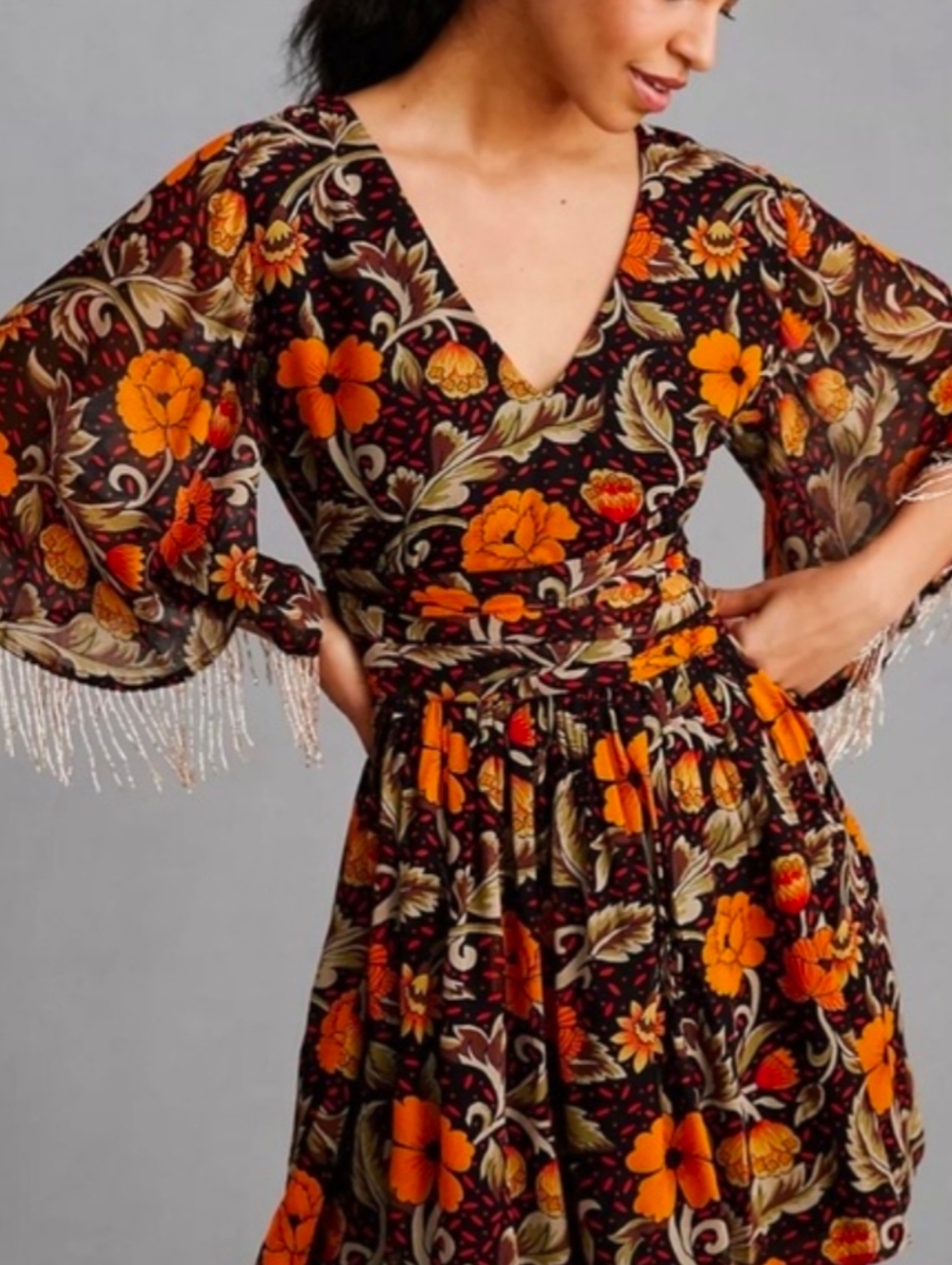 Anthropologie Verb by Pallavi Singhee Fringed Mini Dress size MP - Picture 7 of 13
